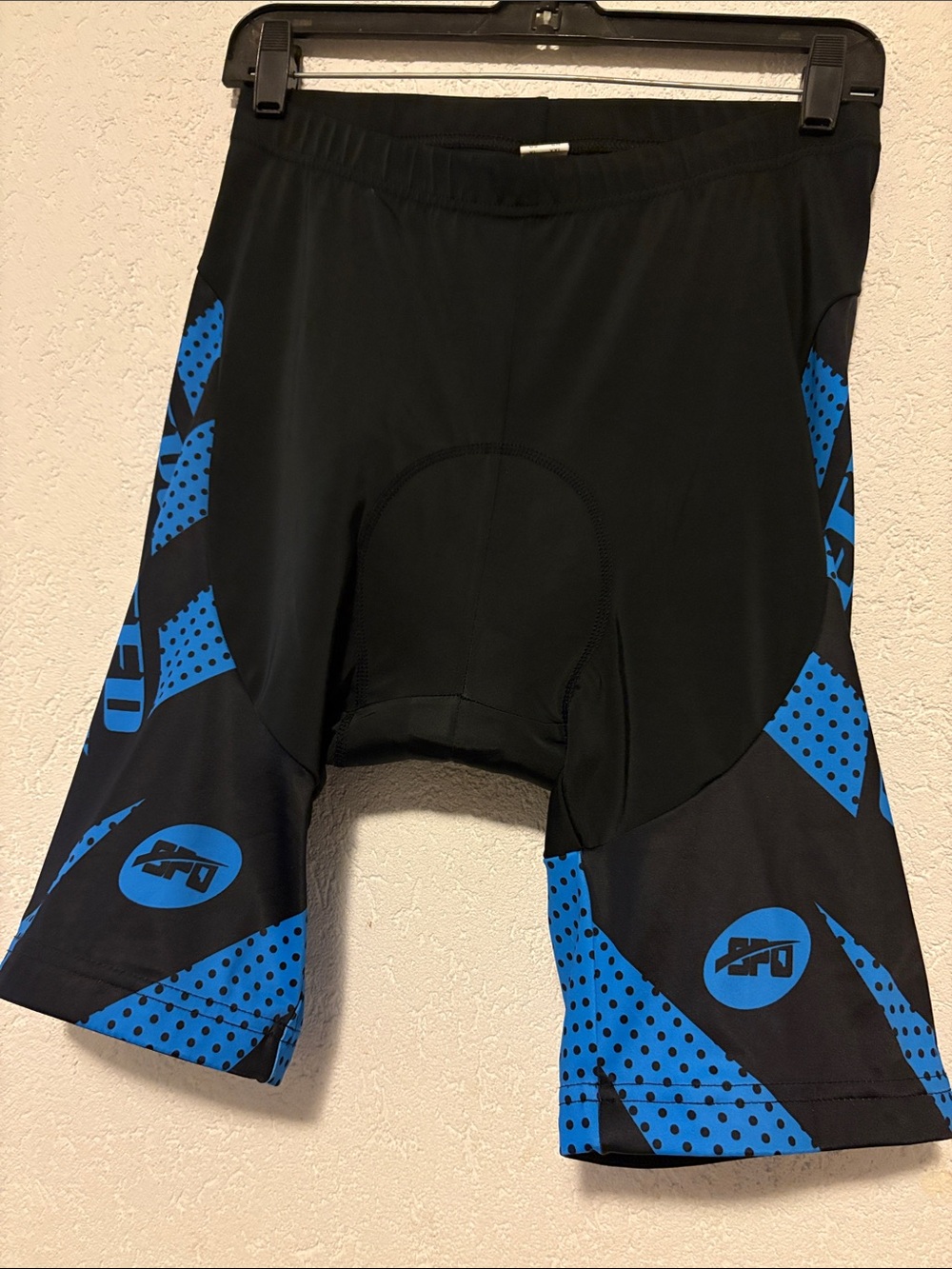 Men's Athletic Cycling Shorts - Black with Blue Graphics